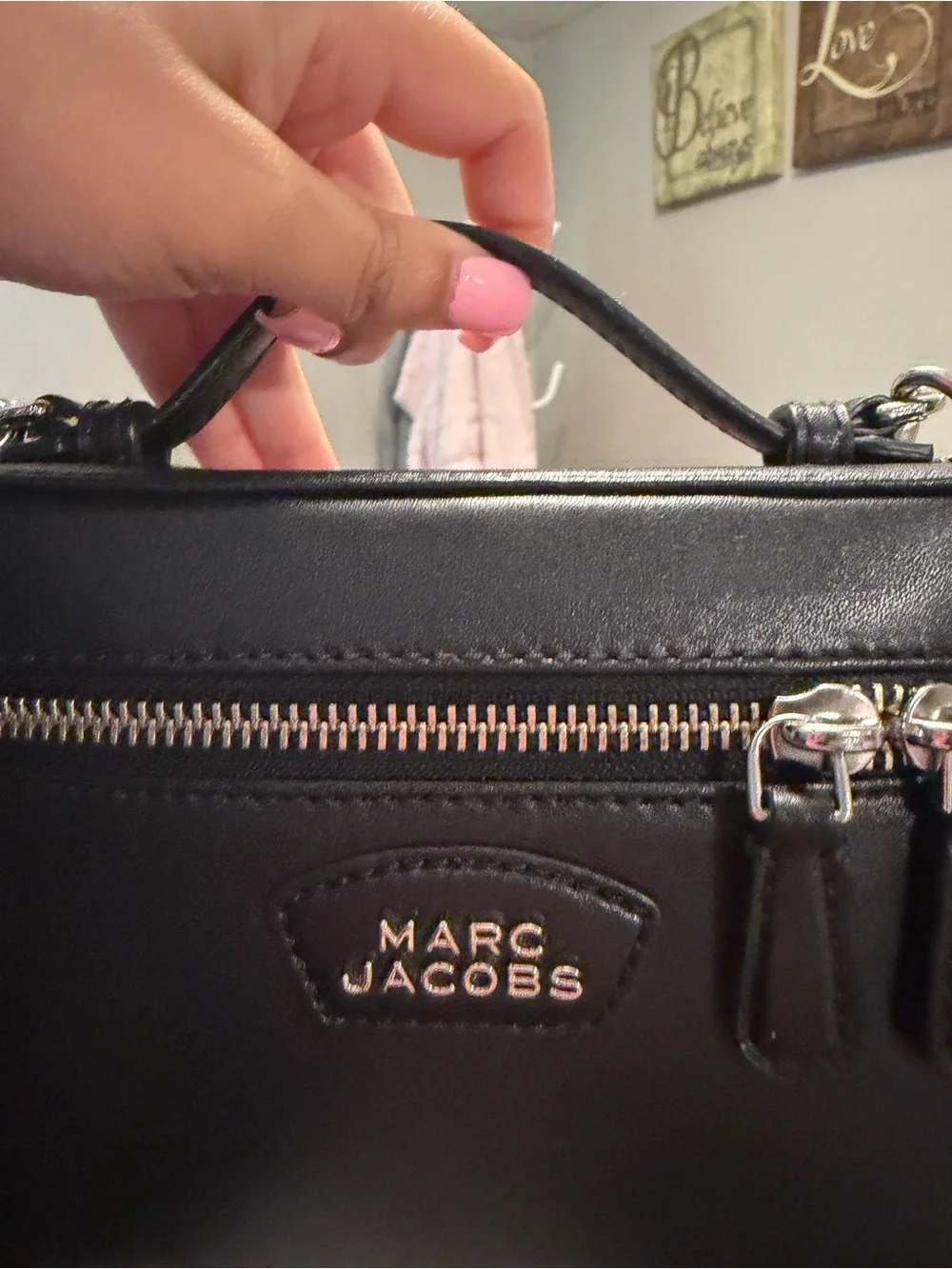 Marc Jacobs Black Leather Crossbody Bag with Silver Hardware